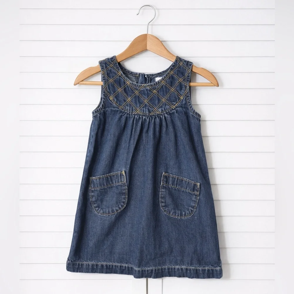 Old Navy Toddler Denim Dress 2T Pocket Chambray Casual Cute Everyday
